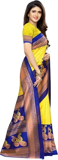 Stylish Yellow Net Saree With Blouse Piece For Women-thumb3