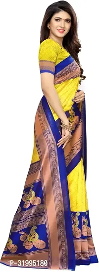 Stylish Yellow Net Saree With Blouse Piece For Women-thumb4