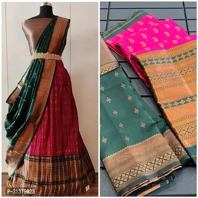 Stylish Art Silk Red Woven Design Saree with Blouse piece For Women