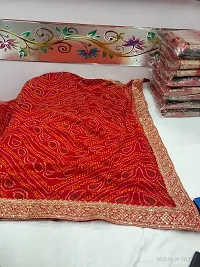 Stylish Georgette Red Embroidered Saree with Blouse piece For Women-thumb2