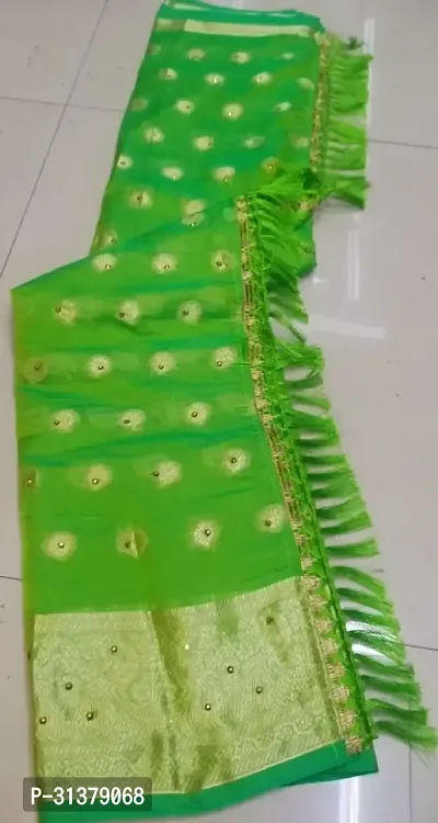 Stylish Chiffon Green Woven Design Saree with Blouse piece For Women-thumb0