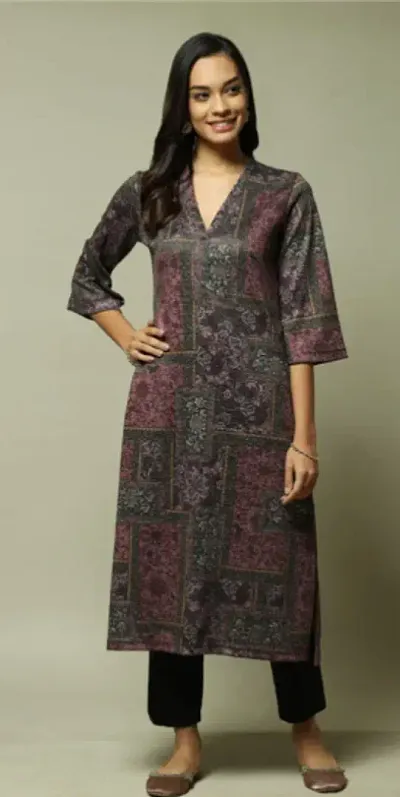 Stylish Crepe Printed Straight Kurtis