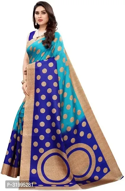 Stylish Blue Art Silk Saree With Blouse Piece For Women-thumb2