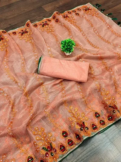 Best Selling Organza Saree with Blouse piece 