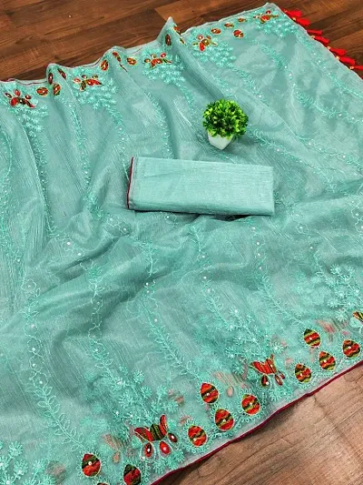 Must Have Organza Saree with Blouse piece 