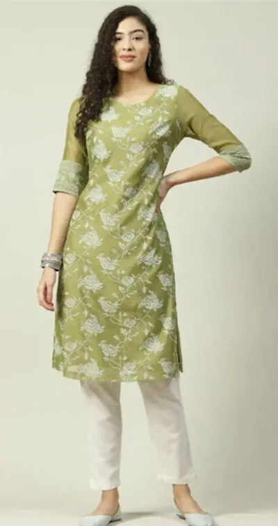 Stylish Crepe Printed Straight Kurtis