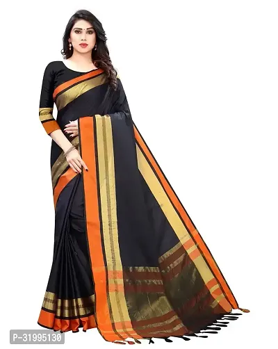 Stylish Black Art Silk Saree With Blouse Piece For Women-thumb0