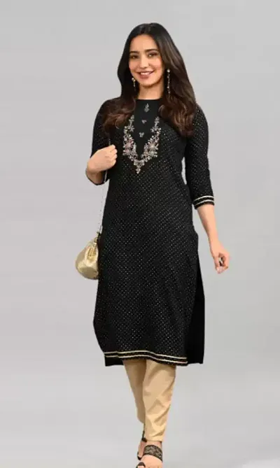 Stylish Crepe Printed Straight Kurtis