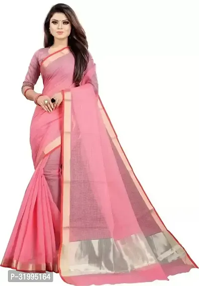 Stylish Pink Art Silk Saree With Blouse Piece For Women