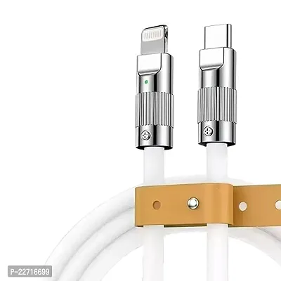 Type C to Lightning Cable,Mfi 3A 20W 5.8mm Thick Super Fast Charging and Sync Cable,5 layer Braided Charger Cable (1.2 M),White-thumb0