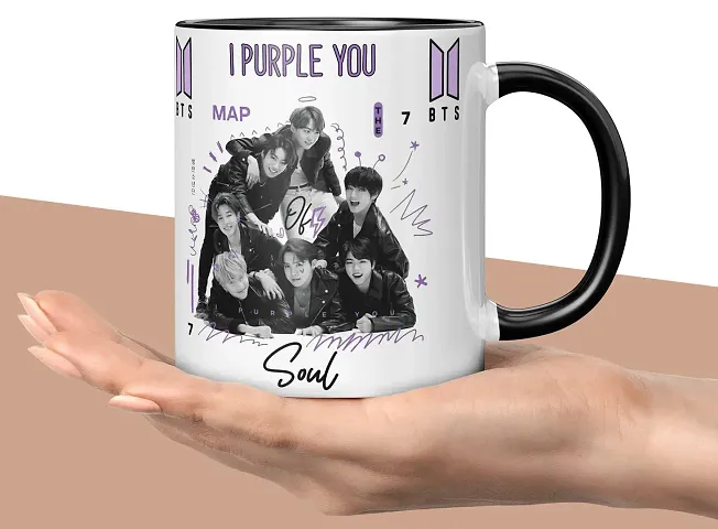 NH10 DESIGNS BTS Printed Mug BTS Gift for Girls Boys Kids Friends Mug for Girls Mug for Birthday Gift BTS Music Band V Suga J-Hope Jungkook Jin Jimin Rm, BTS Mug (Coffee Mug-350ml) -B61M 03