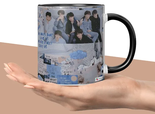 NH10 DESIGNS BTS Printed Mug BTS Gift for Girls Boys Kids Friends Mug for Girls Mug for Birthday Gift BTS Music Band V Suga J-Hope Jungkook Jin Jimin Rm, BTS Mug (Coffee Mug-350ml) -B61M 20