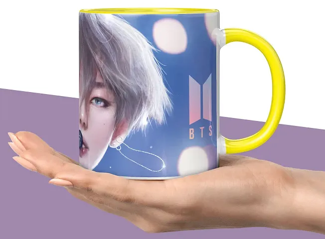 NH10 DESIGNS BTS Printed Mug BTS Gift for Girls Boys Kids Friends Mug for Girls Mug for Birthday Gift BTS Music Band V Suga J-Hope Jungkook Jin Jimin Rm, BTS Mug (Coffee Mug-350ml) -B61M 53