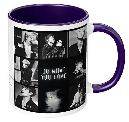 BTS Korean Names in Purple Hearts Coffee Mug by Tizzie