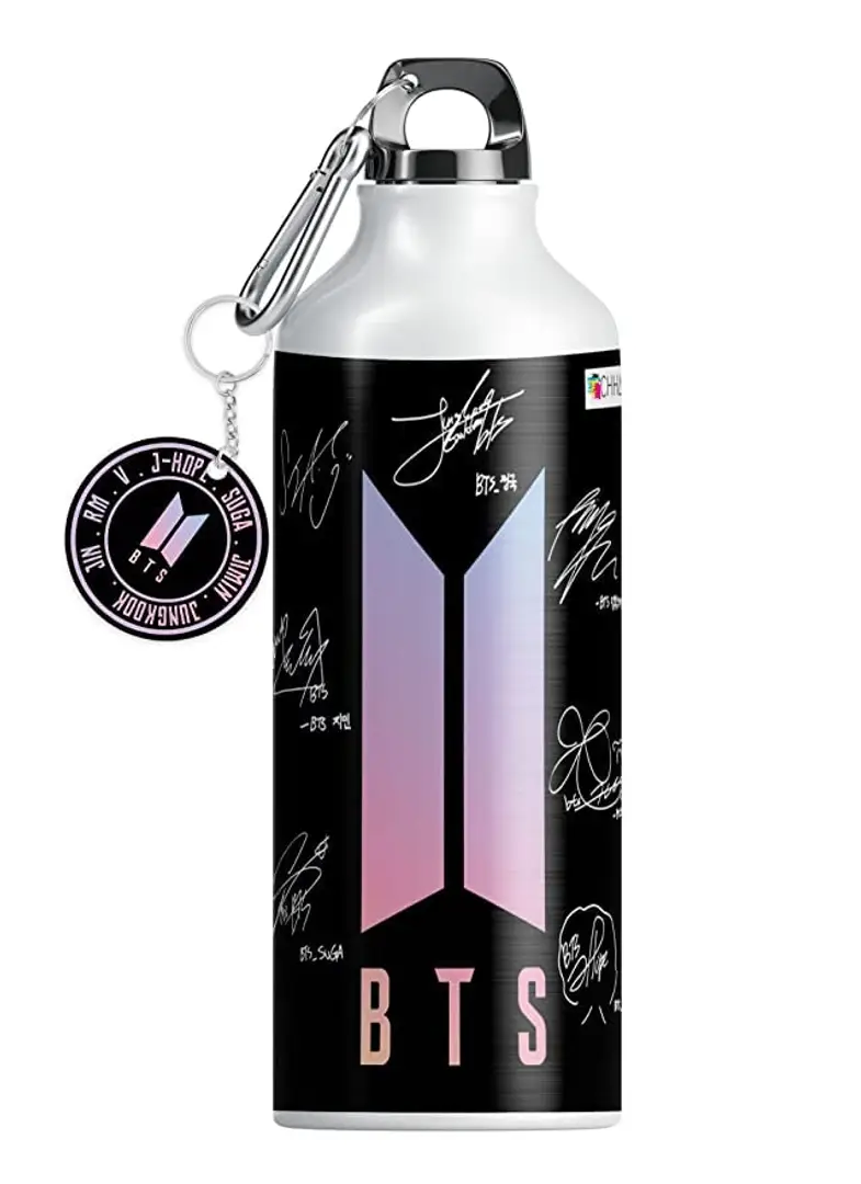 NH10 DESIGNS BTS Sipper Water Bottle Cup Keychain Combo Set For