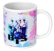 NH10 DESIGNS BTS Printed Coffee Mug with BTS Logo Keychain for Girls Boys Friends Birthday Gifts BTS Music Band V Suga J-Hope Jungkook Jin Jimin Rm, BTS Army Logo Print Tea Cups (350ml) BTSALLV 47-thumb1