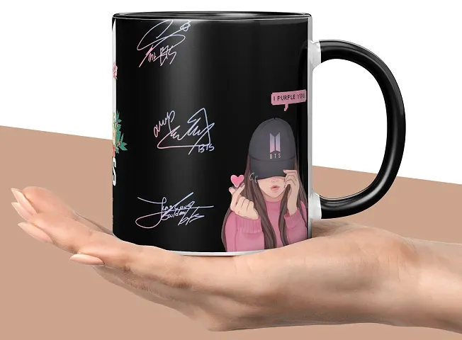 NH10 DESIGNS BTS Printed Mug BTS Gift for Girls Boys Kids Friends Mug for Girls Mug for Birthday Gift BTS Music Band V Suga J-Hope Jungkook Jin Jimin Rm, BTS Mug (Coffee Mug-350ml) -B61M 25