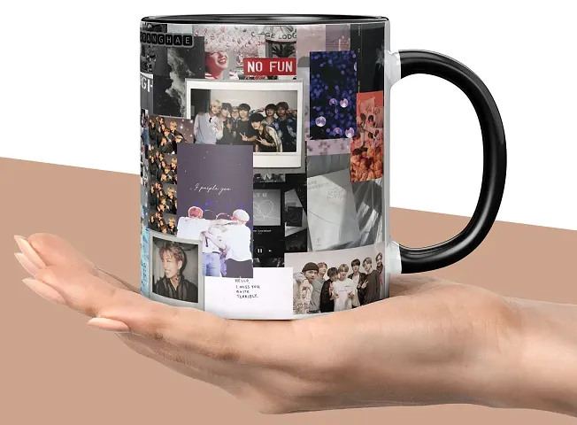 NH10 DESIGNS BTS Printed Mug BTS Gift for Girls Boys Kids Friends Mug for Girls Mug for Birthday Gift BTS Music Band V Suga J-Hope Jungkook Jin Jimin Rm, BTS Mug (Coffee Mug-350ml) -B61M 30