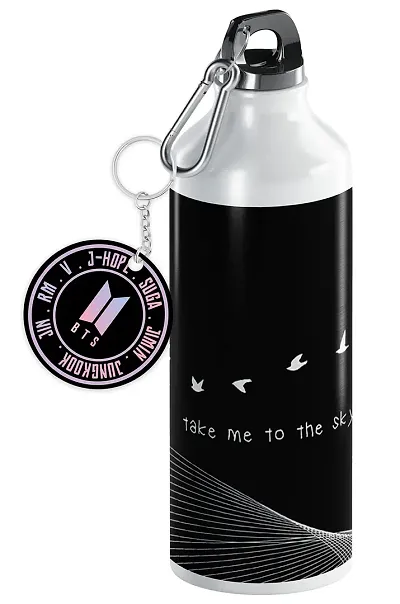 NH10 DESIGNS BTS Sipper Water Bottle Cup Keychain Combo Set For