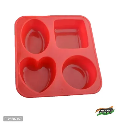 Megharsh Silicone Circle, Square, Oval and Heart Shape Soap Cake Making Mould, Multicolor Pack Of 2-thumb0