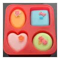 Megharsh Silicone Circle, Square, Oval and Heart Shape Soap Cake Making Mould, Multicolor Pack Of 2-thumb1