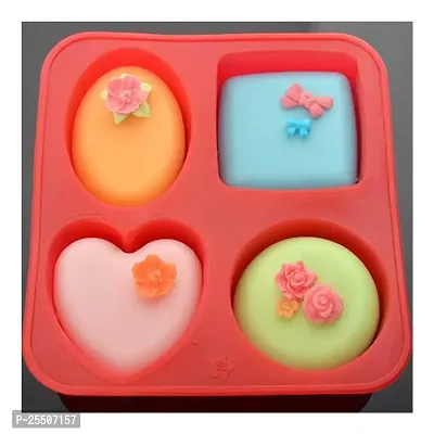 Megharsh Silicone Circle, Square, Oval and Heart Shape Soap Cake Making Mould, Multicolor Pack Of 2-thumb2