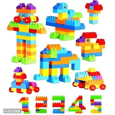 Plastic Building Blocks for Kids Puzzle Games for Kids, Toys for Children Educational  Learning Toy for Kids, Girls  Boys - (52+ Blocks with 8 Wheels) Multicolor (60 Pieces)-thumb5
