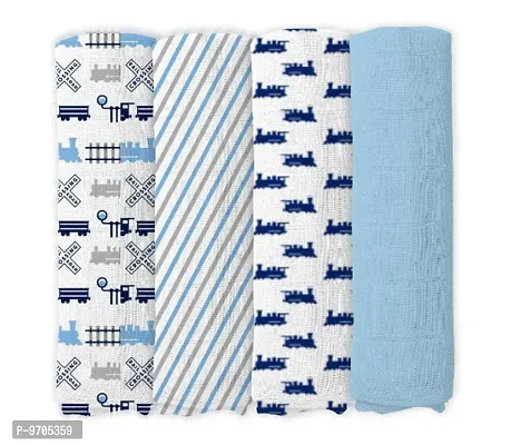 Train swaddle muslin Pack of 4-thumb0
