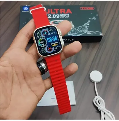 T10 Ultra Smartwatch(White Color) With 2.09 inch Big Display Sleek Design(Red)