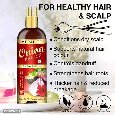 Onion Hair Oil - With Comb Applicator - Controls Hair Fall - No Mineral Oil, Silicones, Cooking Oil And Synthetic Fragrance-thumb4