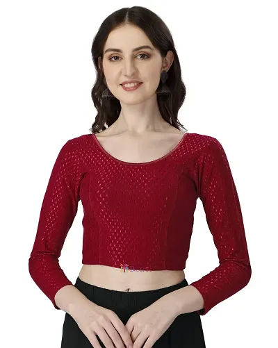 Lycra Full Sleeves Saree Blouse Readymade Crop Top Choli for Girls Womens