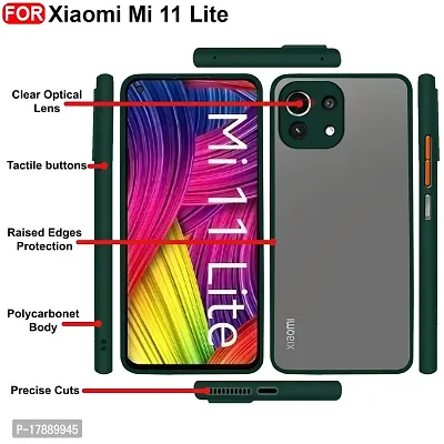 MLE Xiaomi 11 Lite NE 5G / Mi 11 Lite Back Cover Smoke Case | Camera Bump Protection Frosted Matte | 360 Degree Shockproof Anti-Drop for Xiaomi 11 Lite NE 5G / Mi 11 Lite (Green)-thumb2