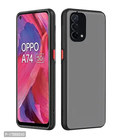 MLE Ultra Hybrid Polycarbonate Silicon Rubberized Matte Hard Smoke Back Cover Case for Oppo A74 5G - Black