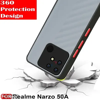 MLE Realme Narzo 50A Back Cover Smoke Case | Camera Bump Protection Frosted Matte | 360 Degree Shockproof Anti-Drop for Realme Narzo 50A (Black)-thumb3