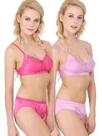 Triswi's Women Pink Eye-Catcher Bra Panty Sets Pack of 2-thumb1