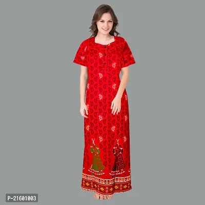 Comfortable Red Cotton Nightdress For Women-thumb4