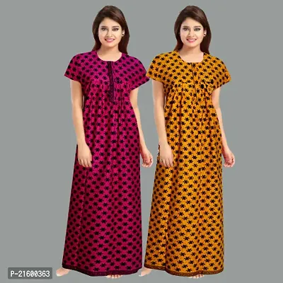 Comfortable Pink Cotton Nightdress For Women-thumb0