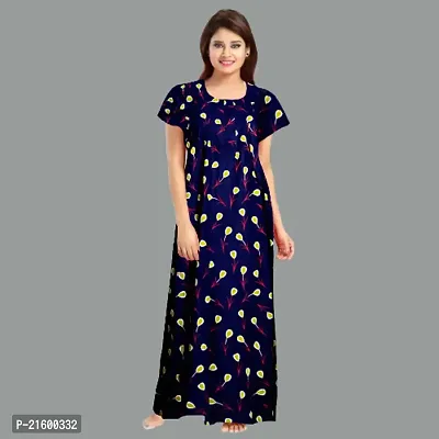 Comfortable Blue Cotton Nightdress For Women-thumb2