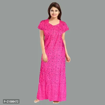 Comfortable Pink Cotton Nightdress For Women-thumb2