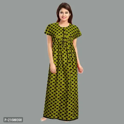 Comfortable Green Cotton Nightdress For Women-thumb2