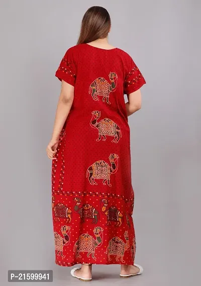 Comfortable Red Cotton Nightdress For Women-thumb4