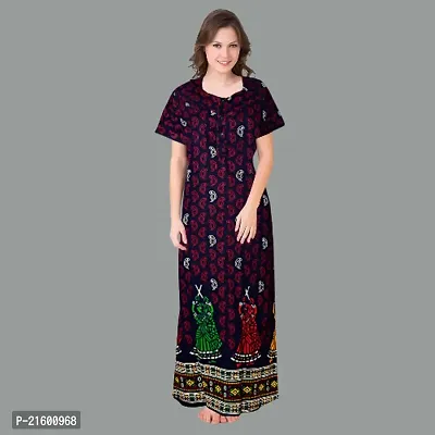 Comfortable Red Cotton Nightdress For Women-thumb2