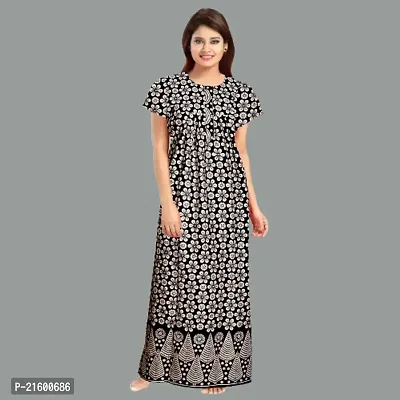 Comfortable Blue Cotton Nightdress For Women-thumb2