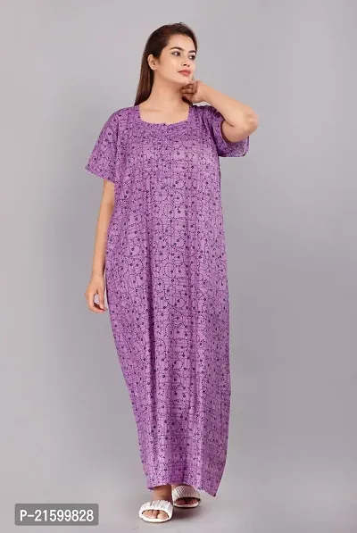 Comfortable Purple Cotton Nightdress For Women