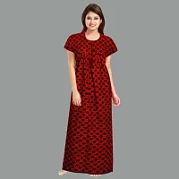 Comfortable Red Cotton Nightdress For Women-thumb3