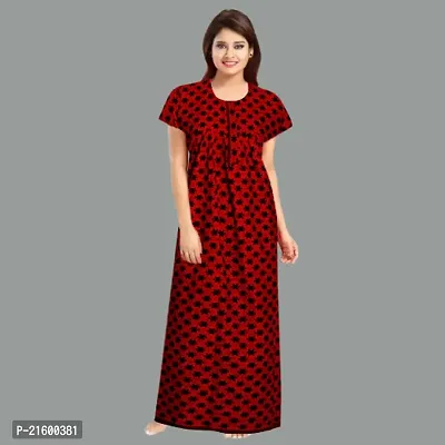 Comfortable Red Cotton Nightdress For Women-thumb4