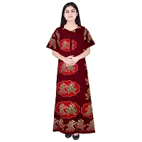 Comfortable Red Cotton Nightdress For Women-thumb1