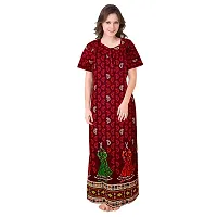 HOORANI Enterprises 100% Cotton Nighty for Women || Long Length Printed Nighty/Maxi/Night Gown/Night Dress/Nightwear Inner  Sleepwear for Women's (Combo Pack of 2)-thumb1