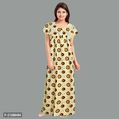 Comfortable Yellow Cotton Nightdress For Women-thumb4