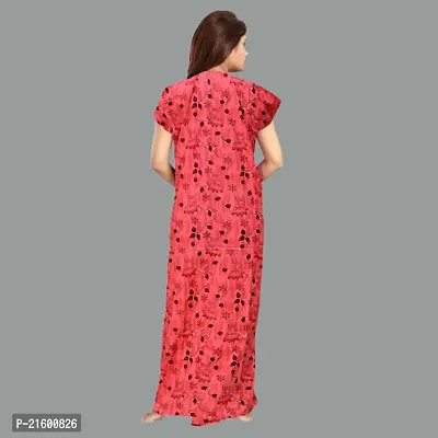 Comfortable Red Cotton Nightdress For Women-thumb3